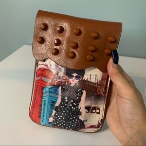 PASSPORT/ PHONE WALLET WITH CITY PATTERN